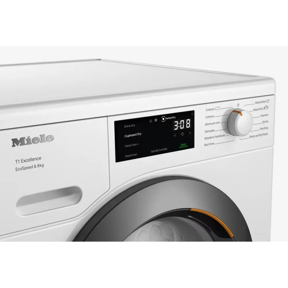 Miele TEC645WP EcoSpeed 8kg Freestanding Heat Pump Tumble Dryer Lotus White – image 3 of 5