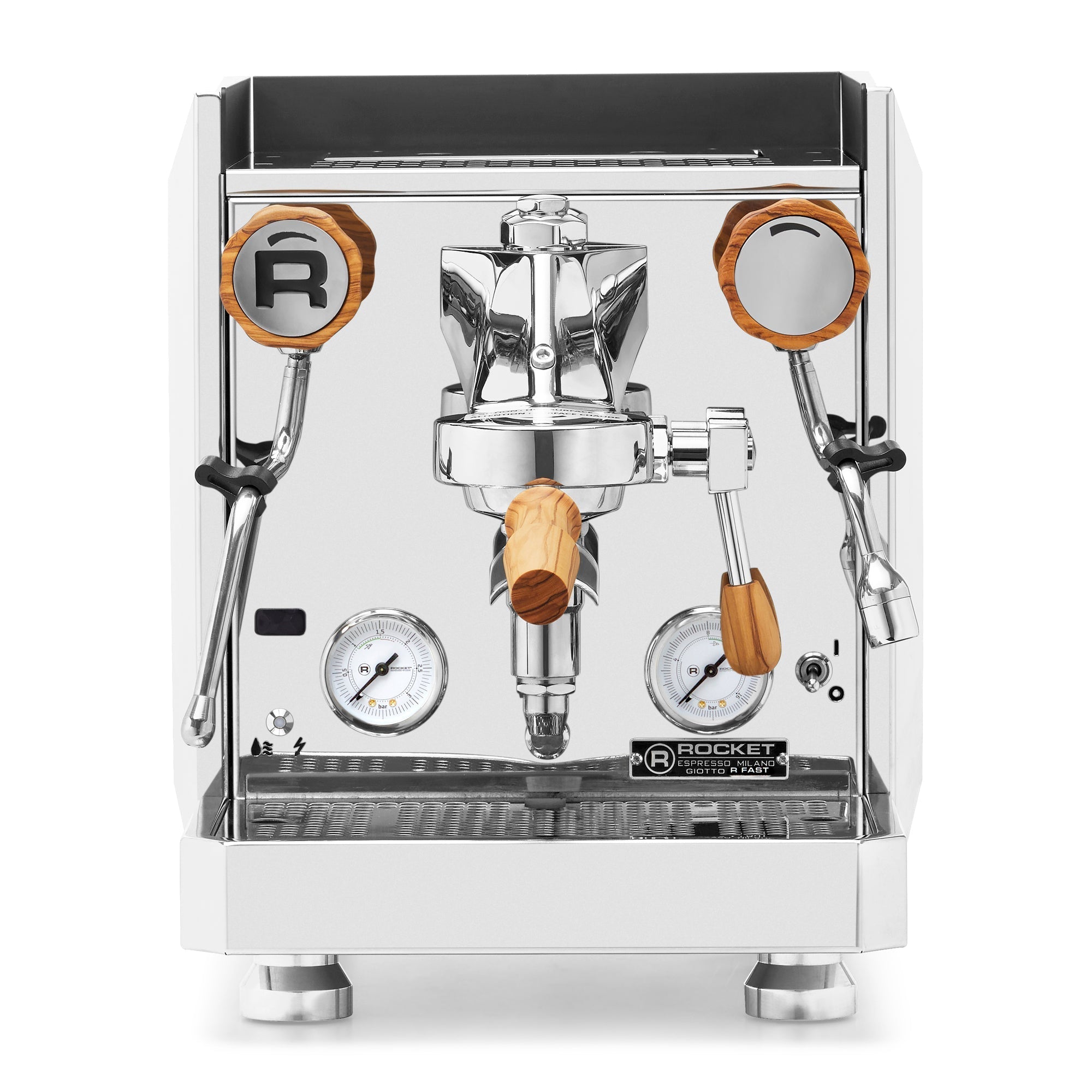 Rocket Espresso Giotto FAST R Espresso Machine – Stainless Steel / Olive Wood / No Flow Control