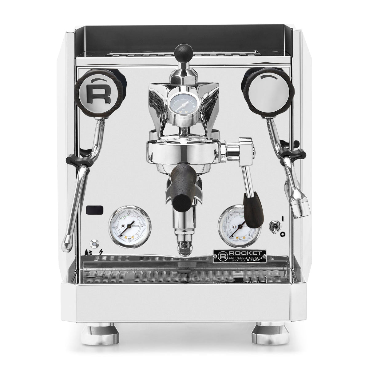 Rocket Espresso Giotto FAST R Espresso Machine – Stainless Steel / Blackened Oak / Flow Control