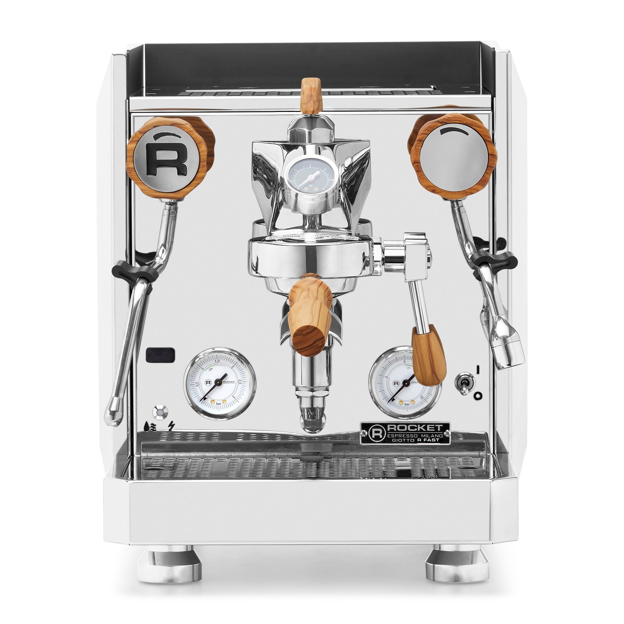 Rocket Espresso Giotto FAST R Espresso Machine – Stainless Steel / Olive Wood / Flow Paddle