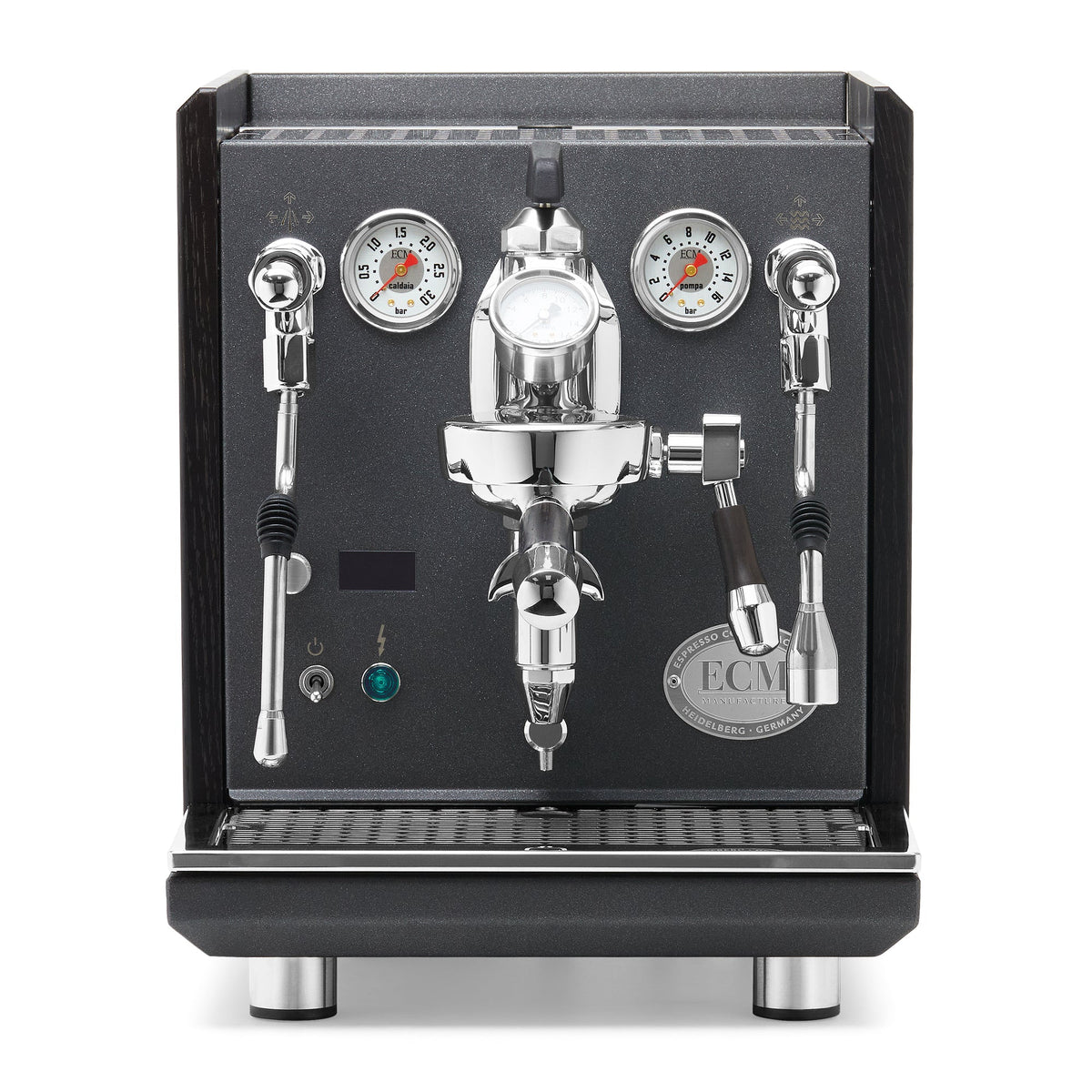 ECM Synchronika II Anthracite Espresso Machine – Blackened Oak / Blackened Oak / Flow Paddle