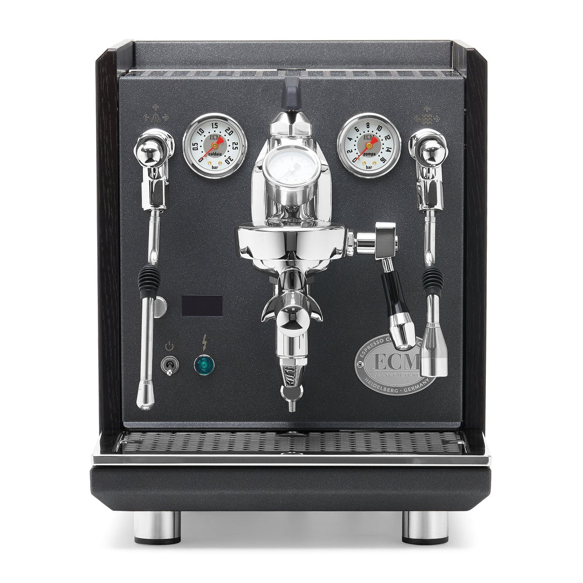 ECM Synchronika II Anthracite Espresso Machine – Blackened Oak / No Accents / Flow Paddle