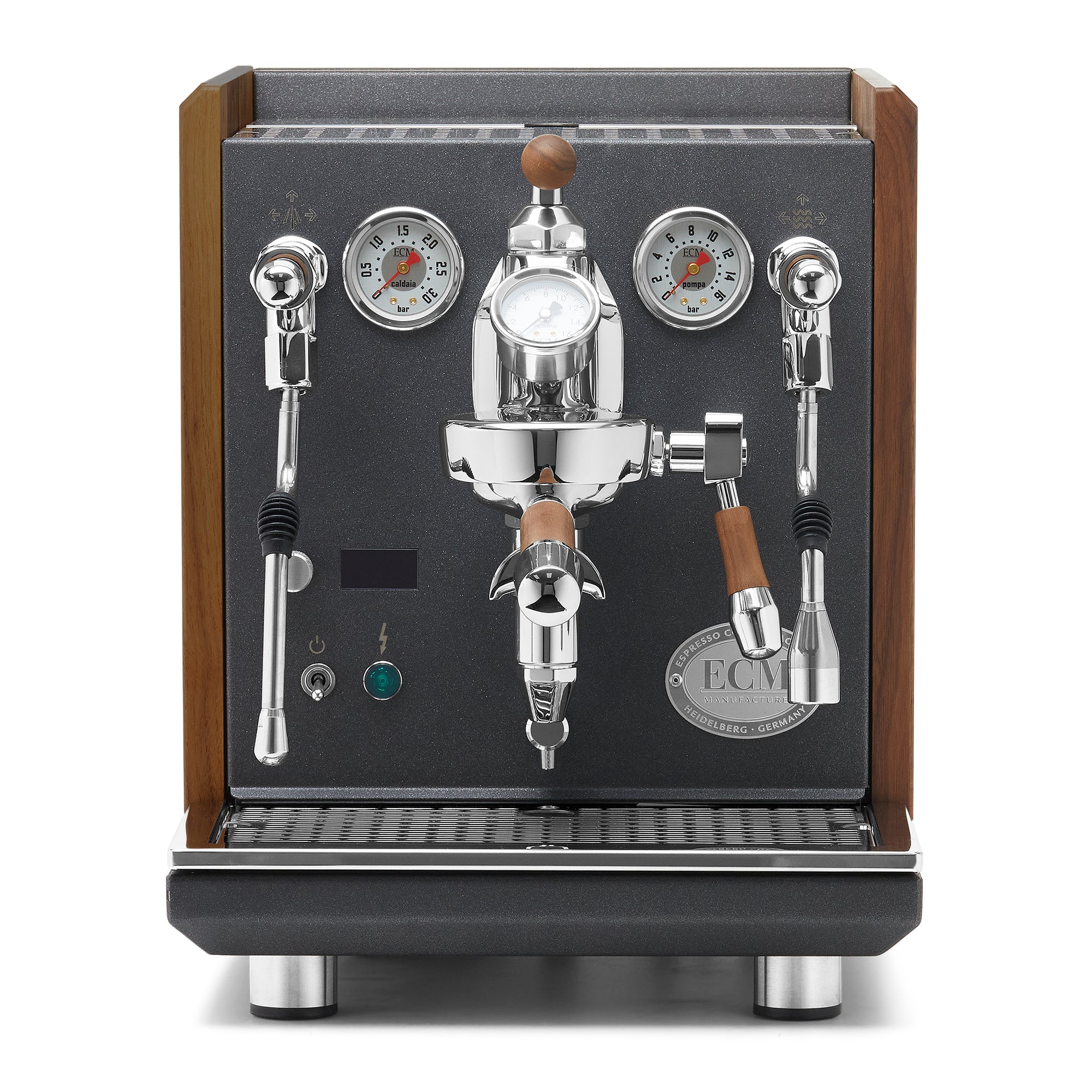 ECM Synchronika II Anthracite Espresso Machine – Walnut / Walnut / Flow Control