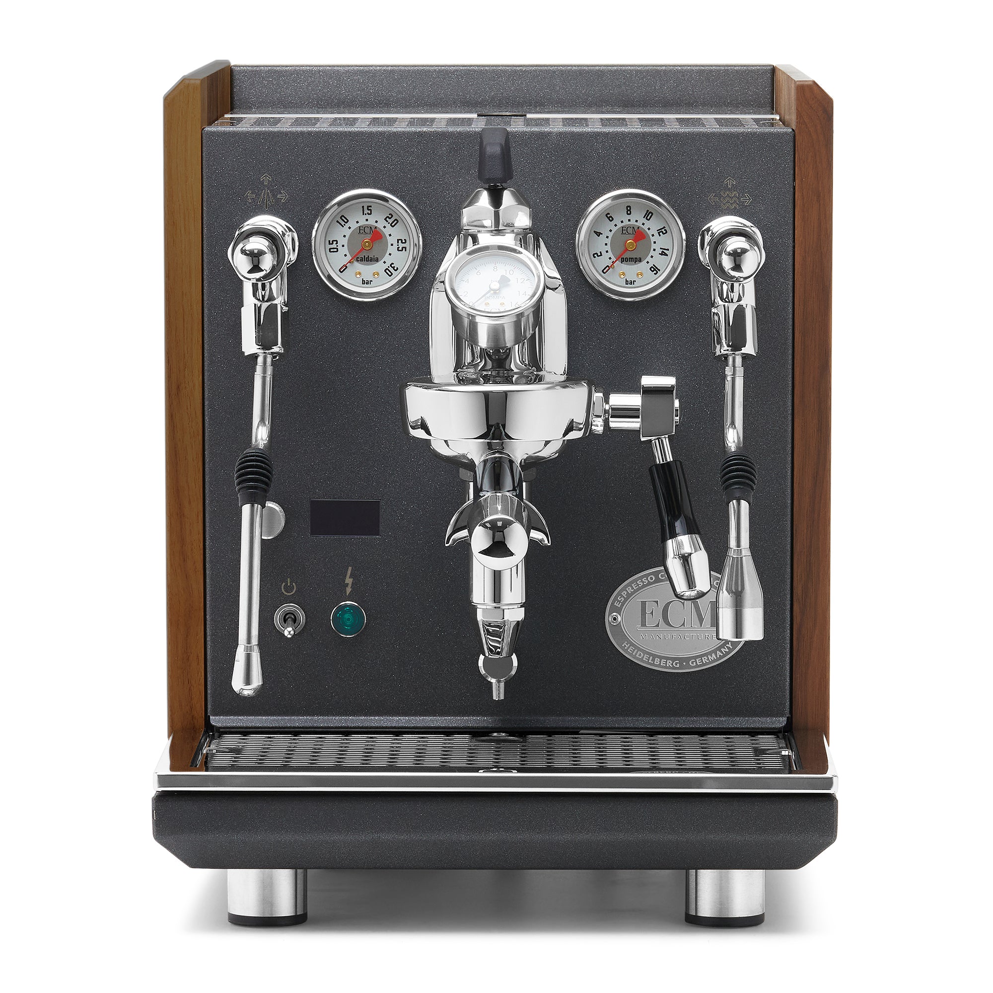 ECM Synchronika II Anthracite Espresso Machine – Walnut / No Accents / Flow Paddle