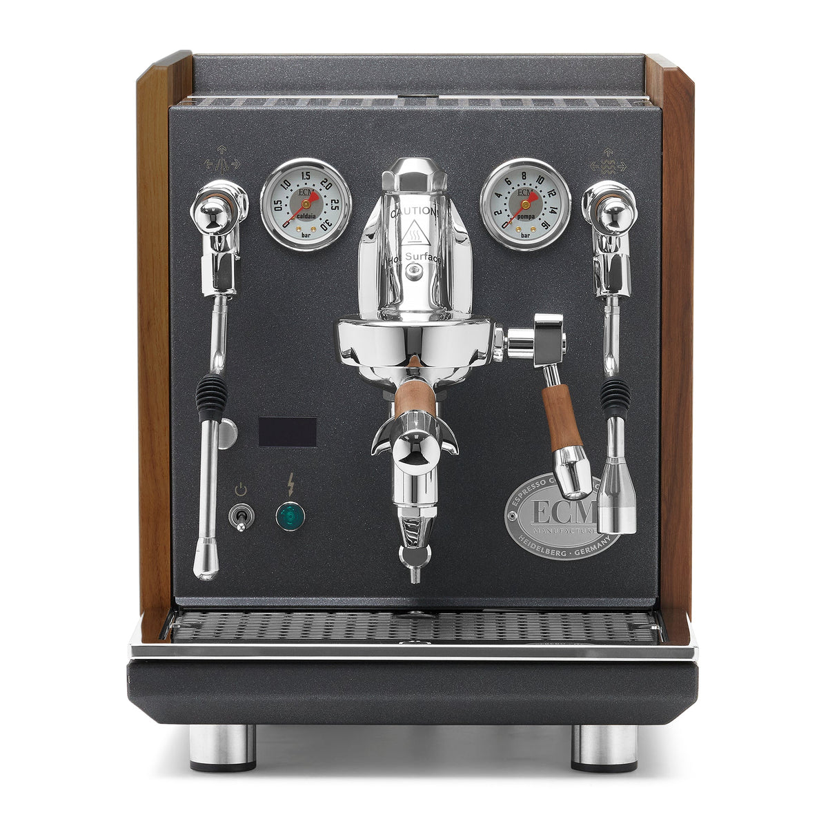 ECM Synchronika II Anthracite Espresso Machine – Walnut / Walnut / No Flow Control