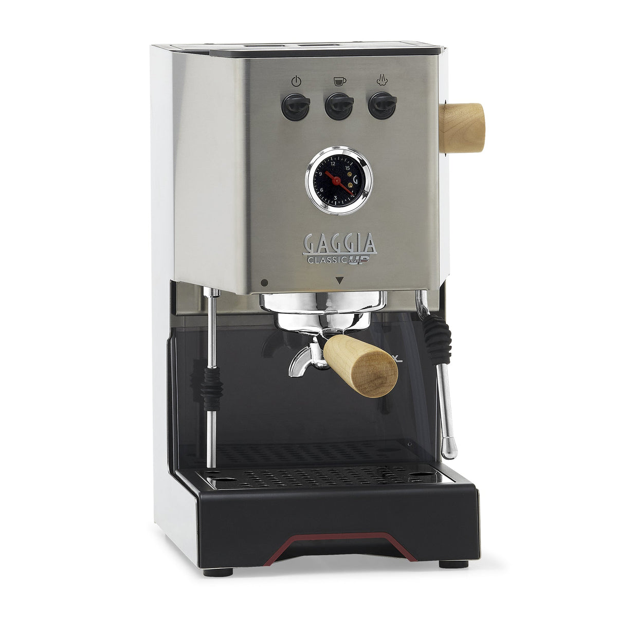 Gaggia Classic Up Espresso Machine – Stainless Steel / Tiger Maple