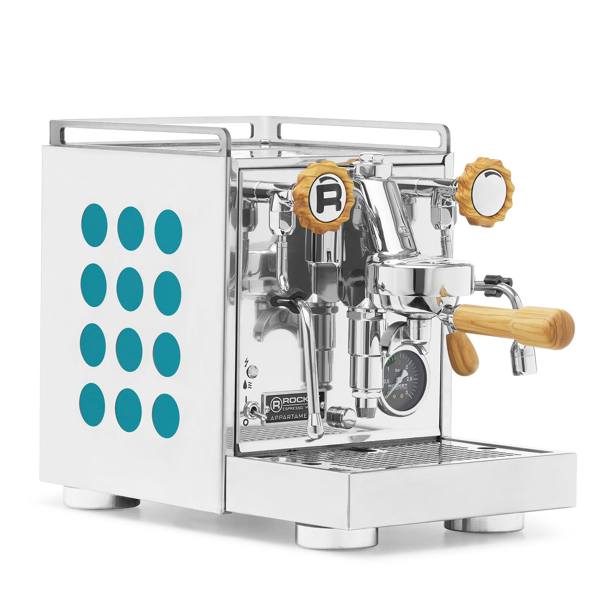 Rocket Espresso Appartamento 2.0 Chrome – Amazonite / Olive Wood