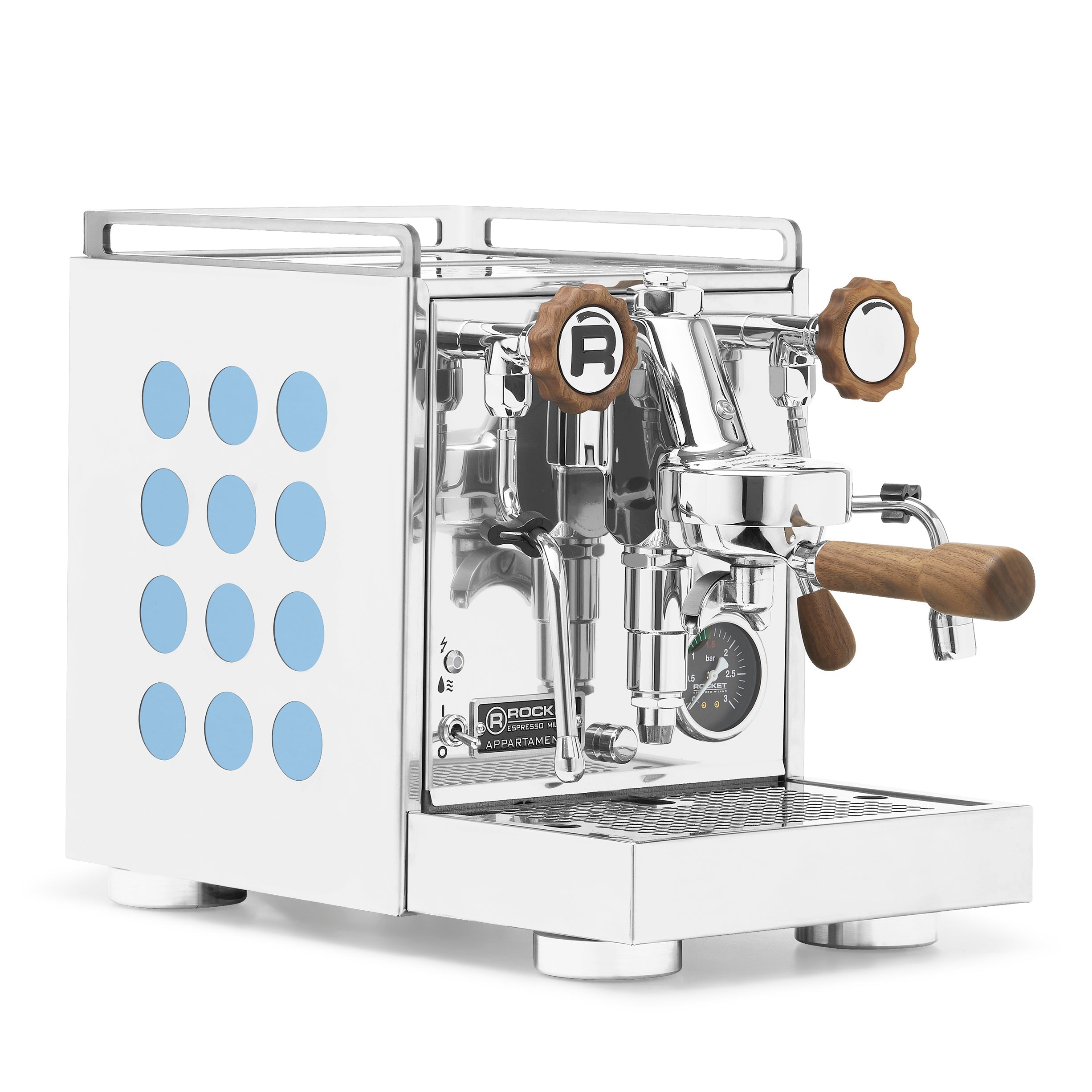 Rocket Espresso Appartamento 2.0 Chrome – Aquamarine / Walnut