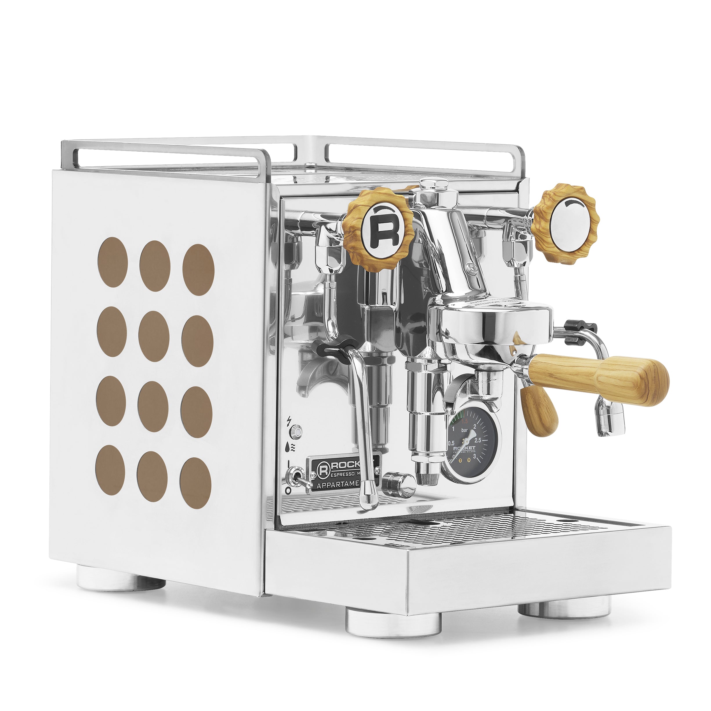 Rocket Espresso Appartamento 2.0 Chrome – Copper / Olive Wood