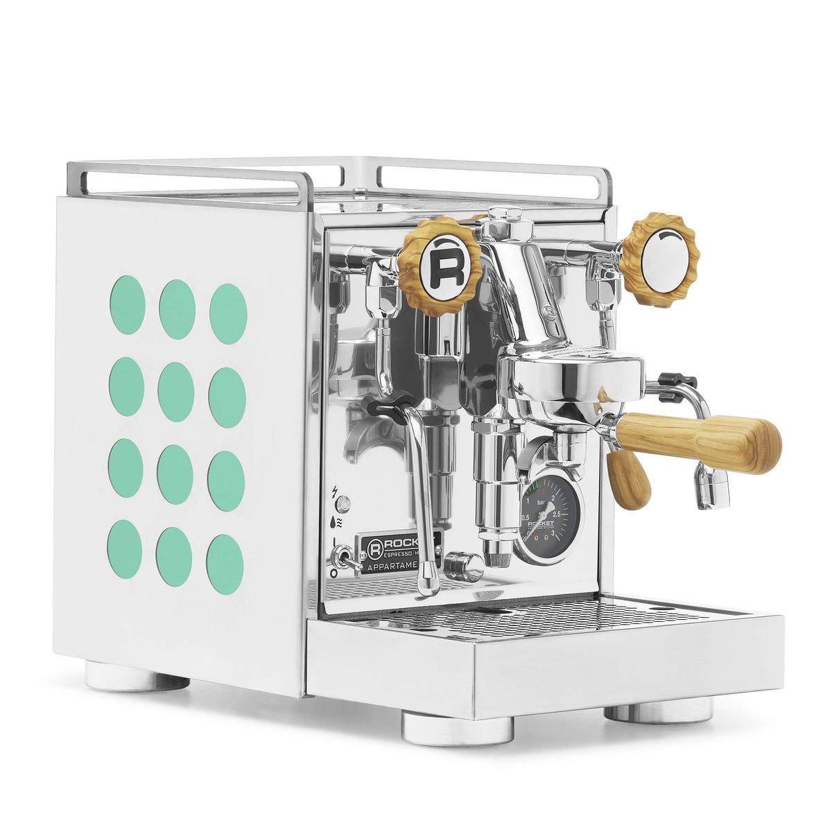 Rocket Espresso Appartamento 2.0 Chrome – Emerald / Olive Wood