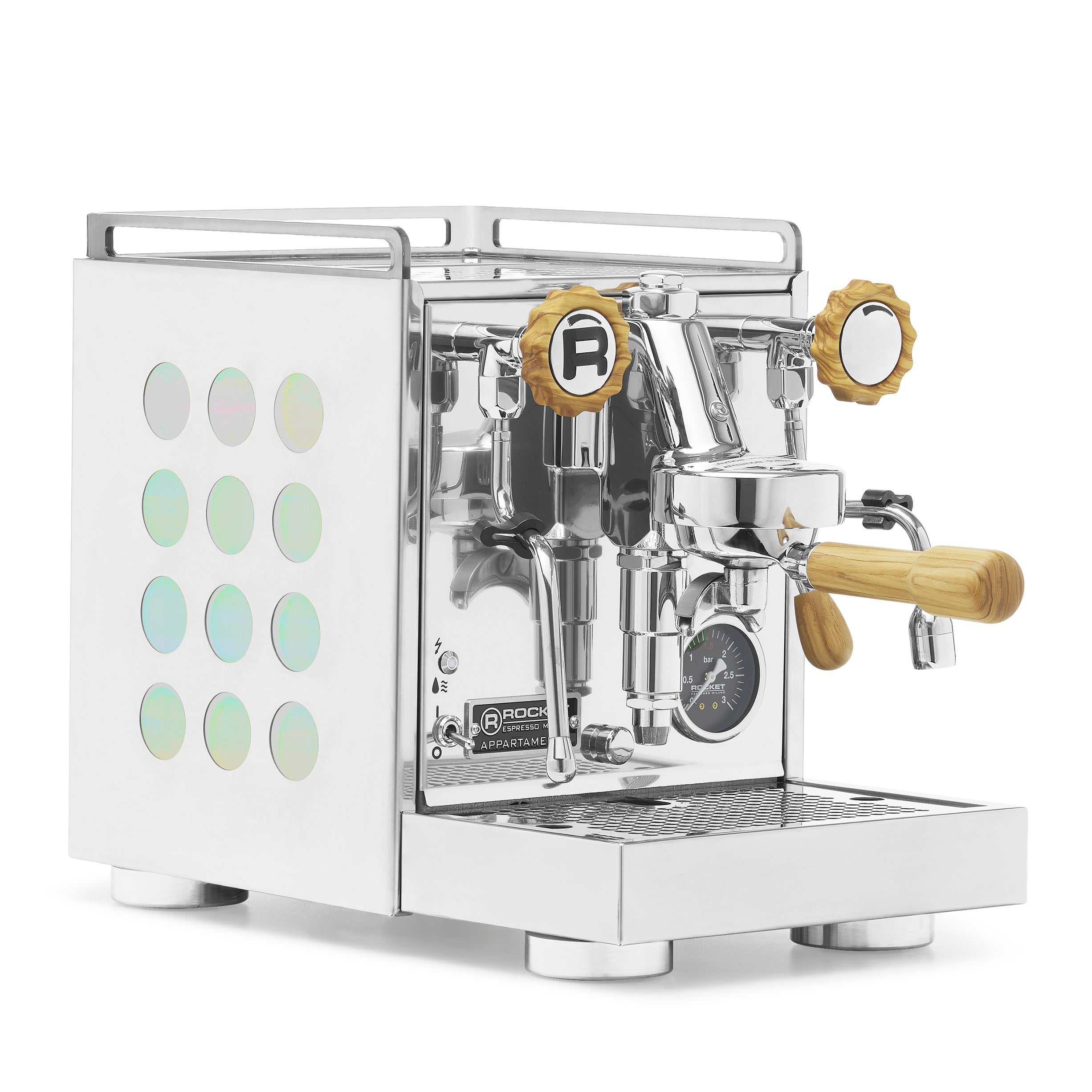 Rocket Espresso Appartamento 2.0 Chrome – Iridescent / Olive Wood