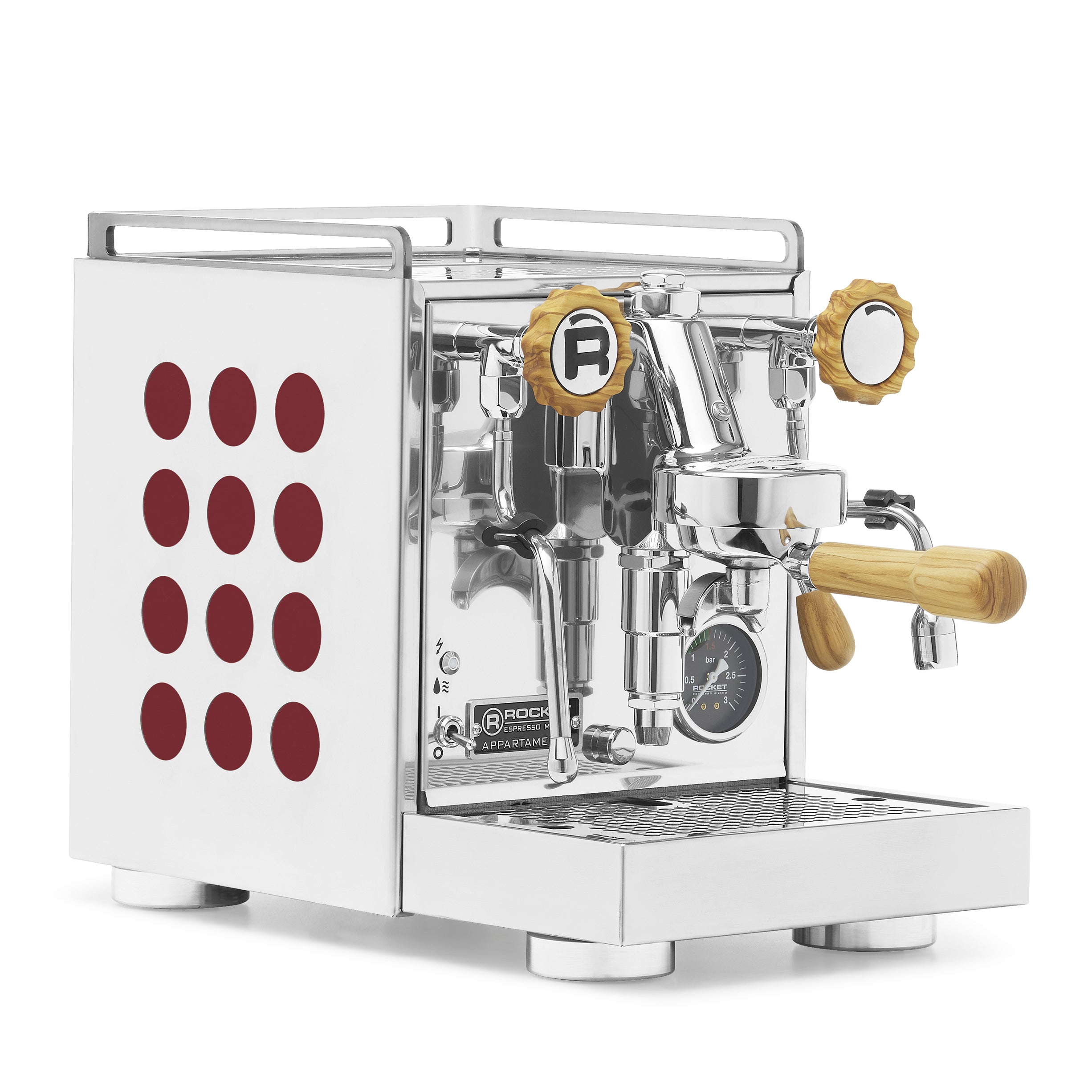 Rocket Espresso Appartamento 2.0 Chrome – Ruby / Olive Wood