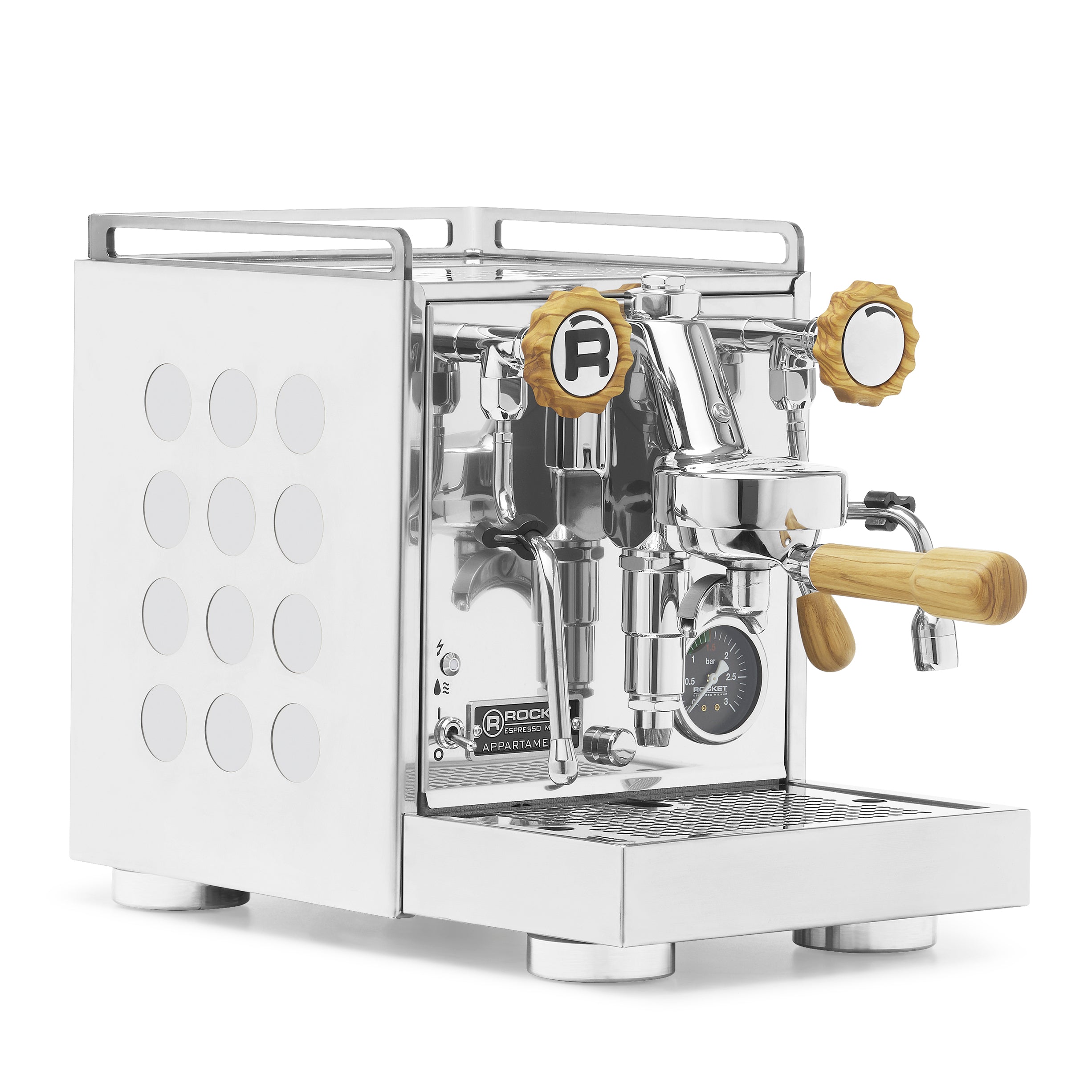 Rocket Espresso Appartamento 2.0 Chrome – White / Olive Wood