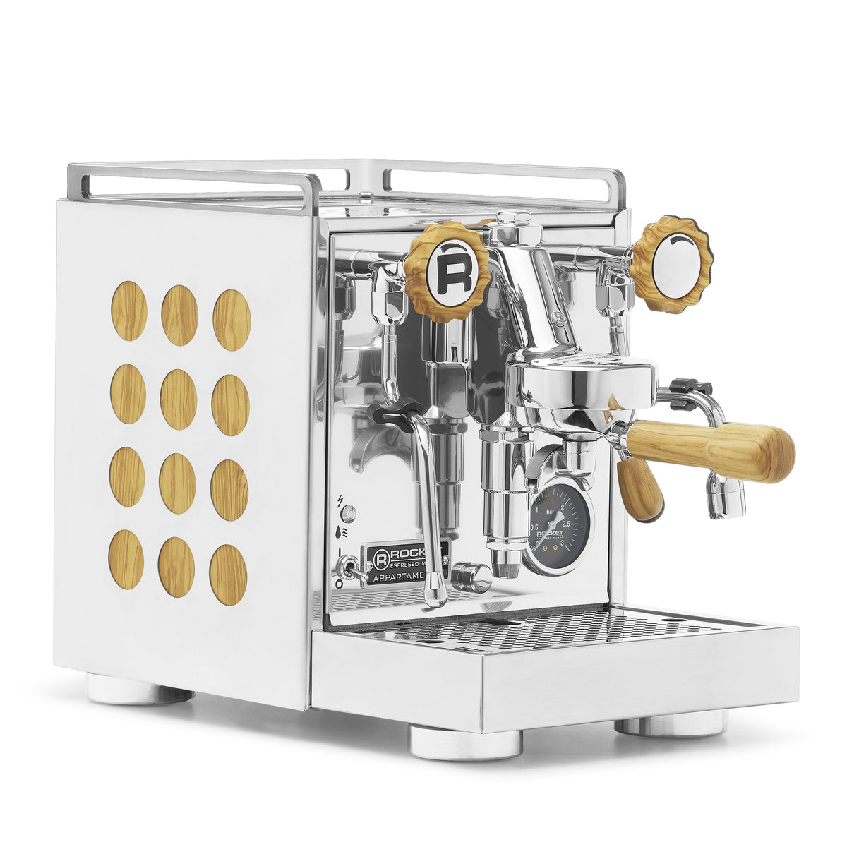 Rocket Espresso Appartamento 2.0 Chrome – Olive Wood / Olive Wood