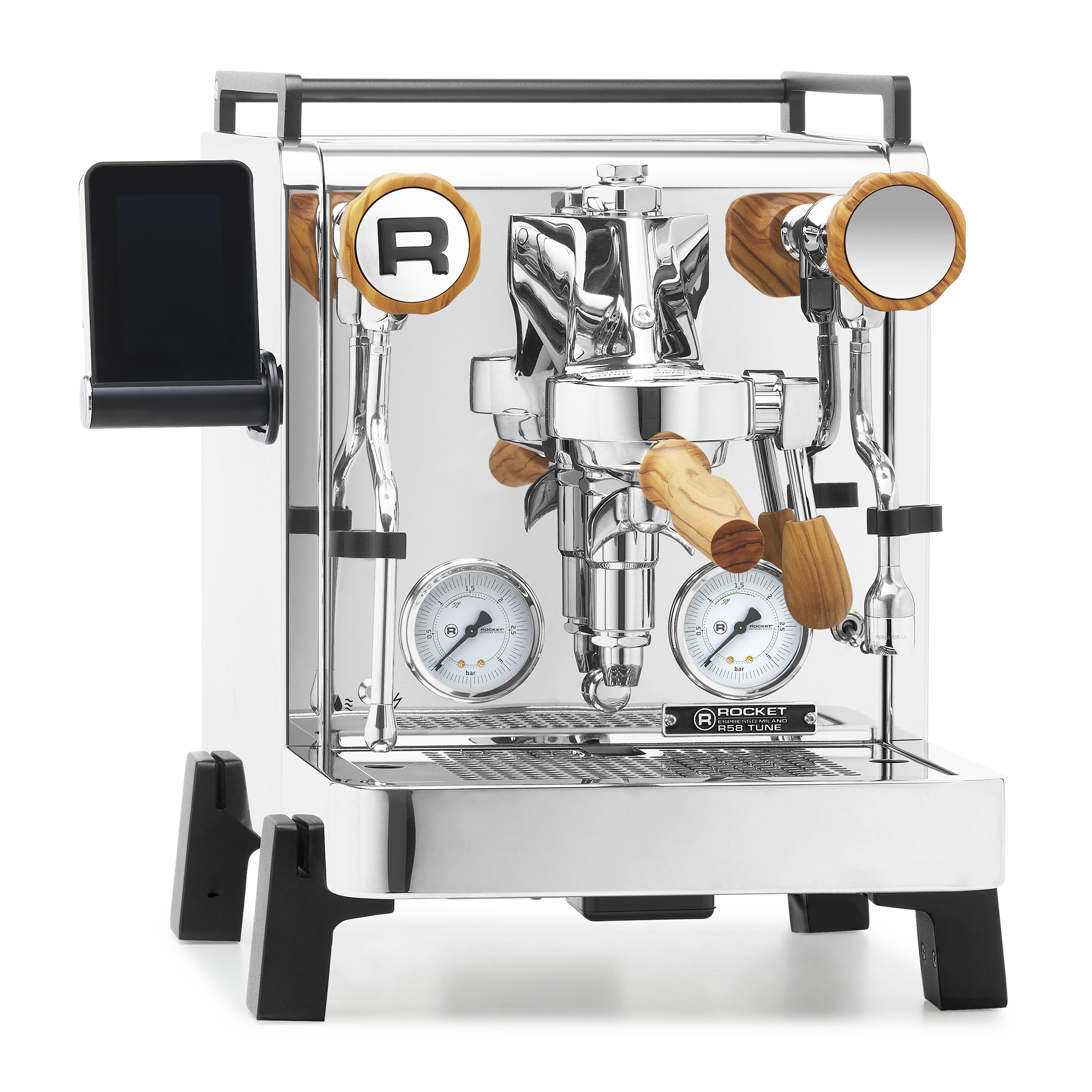Rocket Espresso R58 TUNE Espresso Machine – Chrome / Olive Wood / No Flow Control