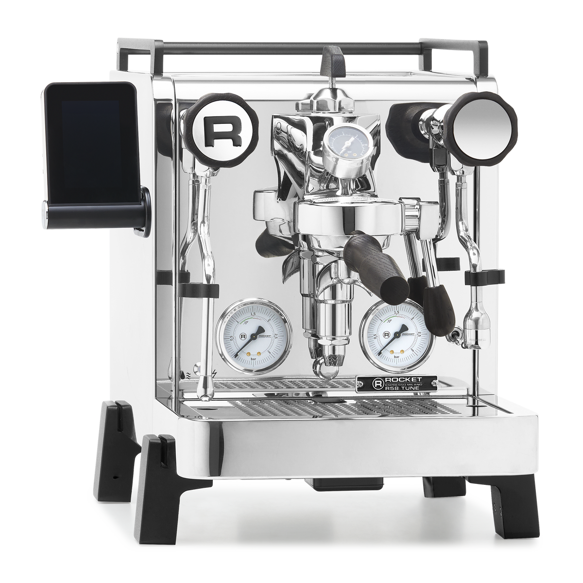Rocket Espresso R58 TUNE Espresso Machine – Chrome / Blackened Oak / Flow Paddle