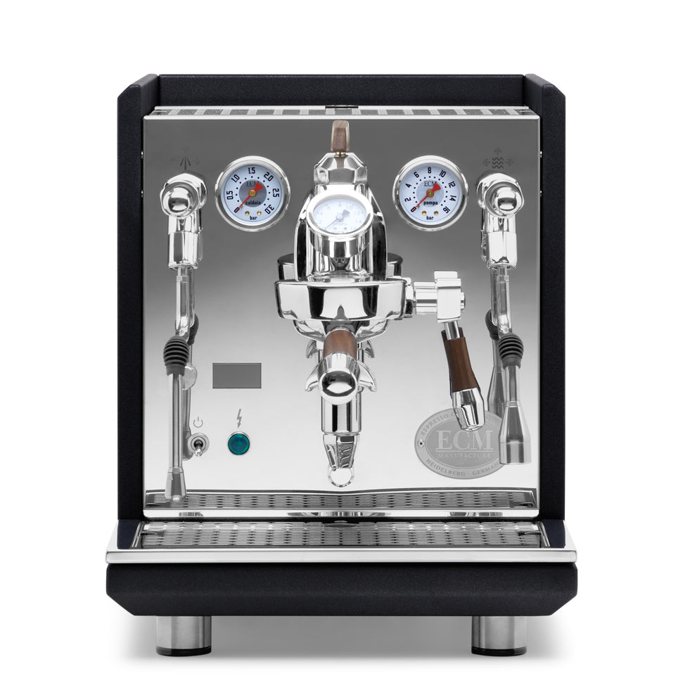 ECM Synchronika II Espresso Machine – Anthracite Panels and Walnut / Flow Paddle