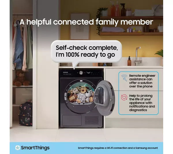 Samsung Series 5 DV90CGC0A0AEEU with OptimalDry 9 kg Heat Pump Tumble Dryer White – image 4 of 12