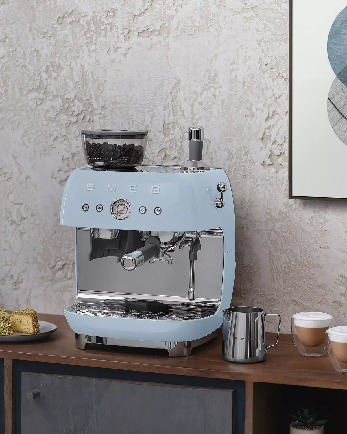 Smeg EGF03PBUK Retro Espresso Coffee Machine with Grinder in Pastel Blue – image 7 of 9