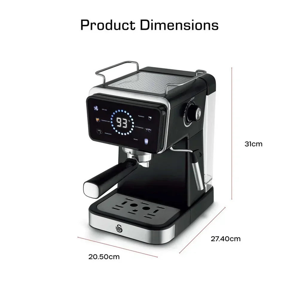 Swan SK22113BLK Espresso Digital Coffee Machine with Built-in Milk Frother - Black – image 6 of 9