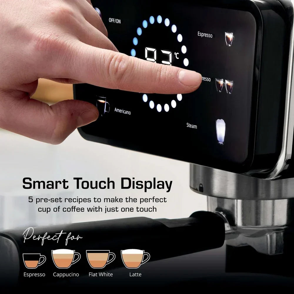 Swan SK22113BLK Espresso Digital Coffee Machine with Built-in Milk Frother - Black – image 2 of 9