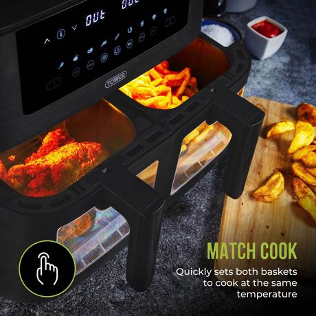 Tower T17151 Vortx Vizion 8L Digital Dual Basket Air Fryer Black – image 5 of 11