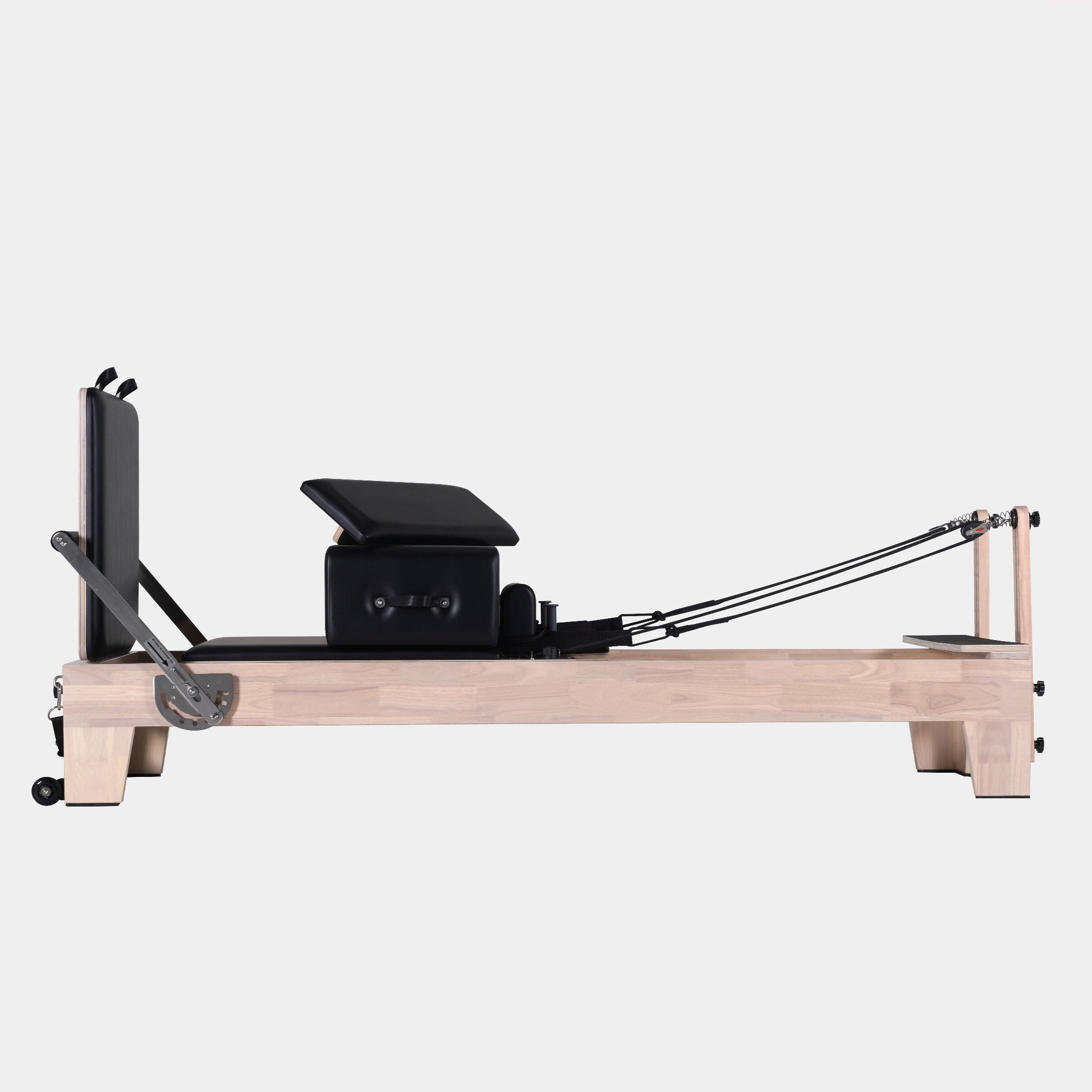 Studio-grade Pilates reformer set up in a home