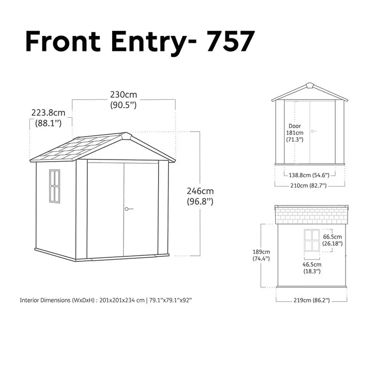 Keter Newton Plus 7ft 6" x 7ft 4" (2.3 x 2.2m) Storage Shed with Front Entry – image 2 of 6