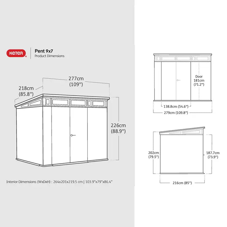 Keter Ashwood Signature 9ft x 7ft 1" (2.77 x 2.18m) Storage Shed – image 2 of 7