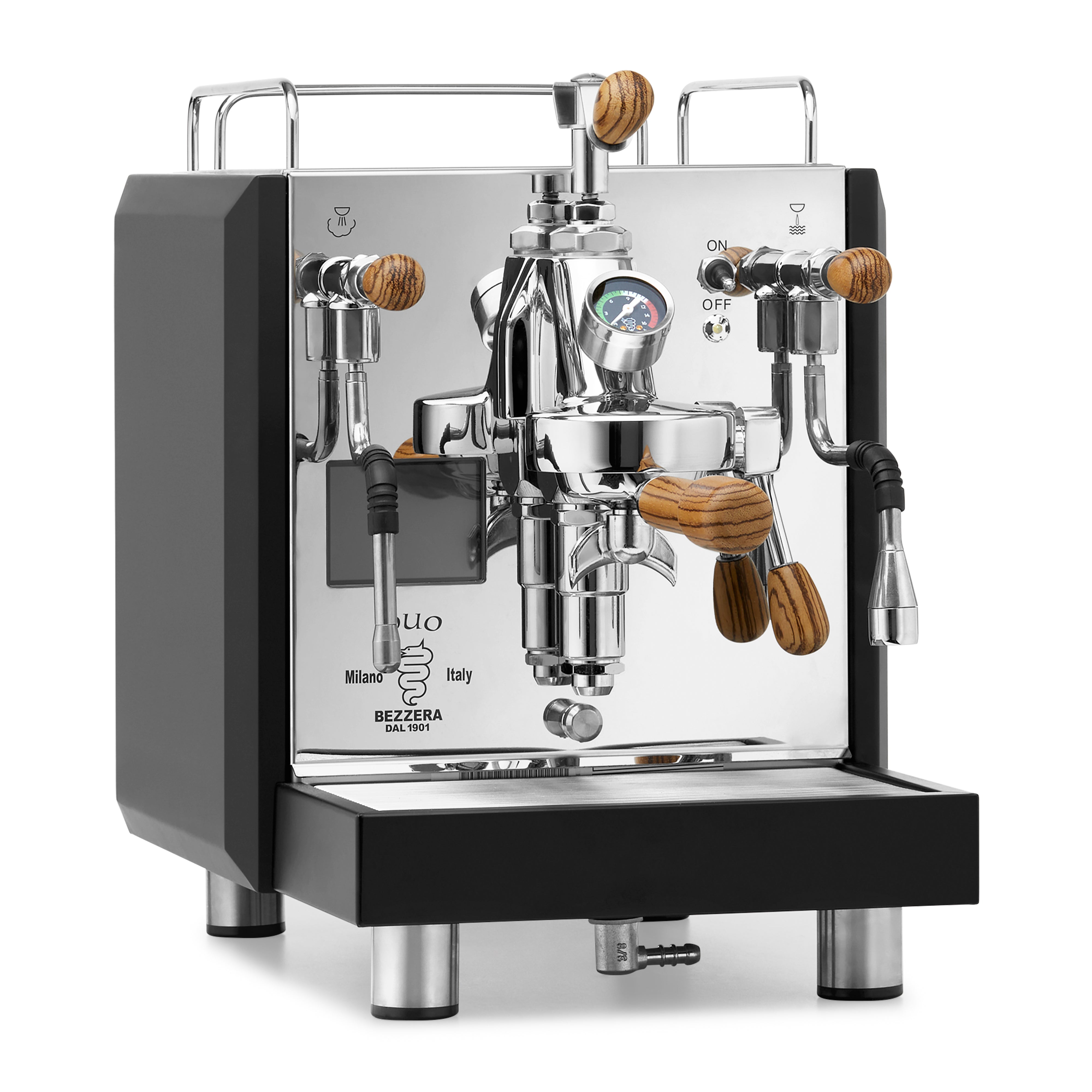 Bezzera DUO MN Espresso Machine – Black / Flow Control / Zebra Wood