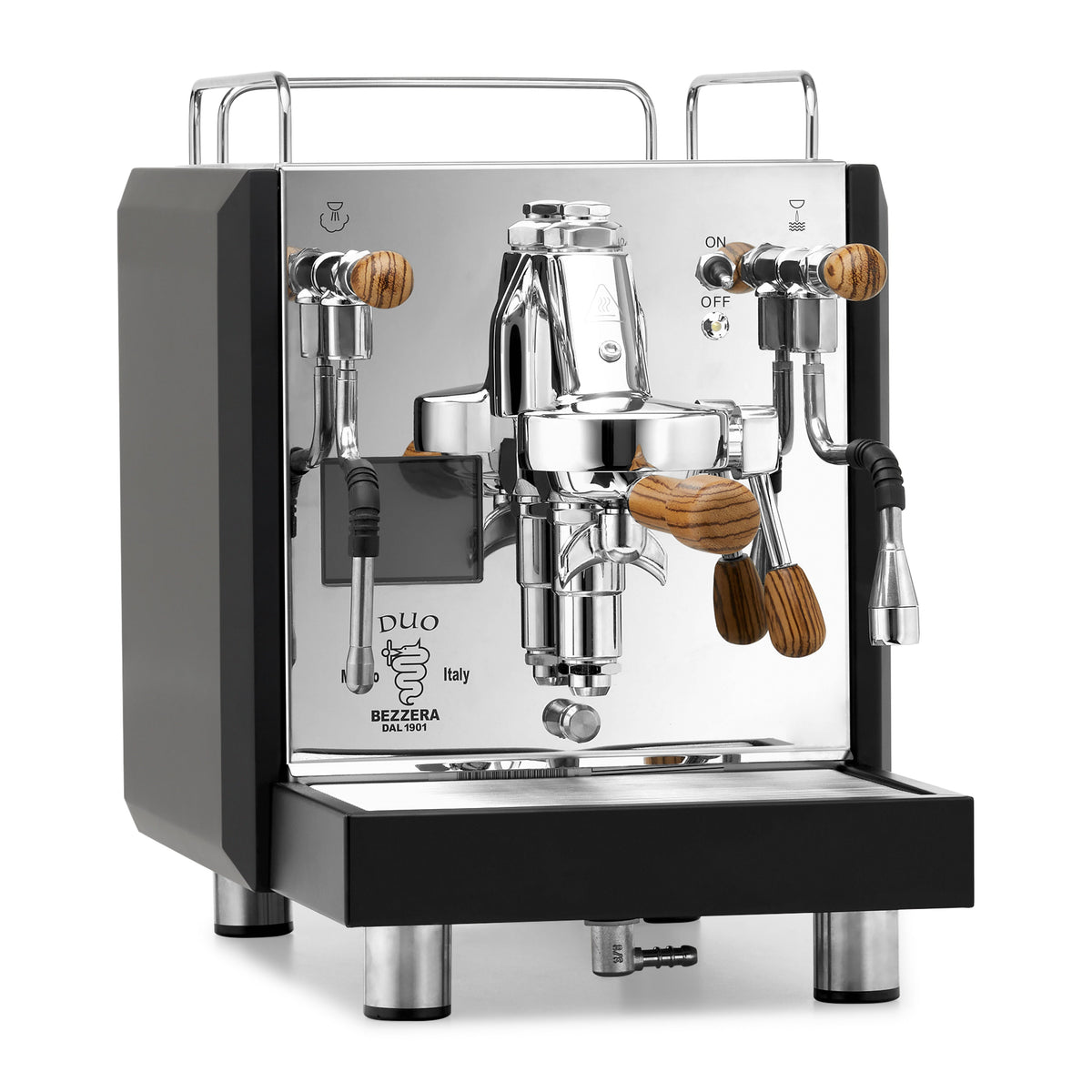 Bezzera DUO MN Espresso Machine – Black / No Flow Control / Zebra Wood