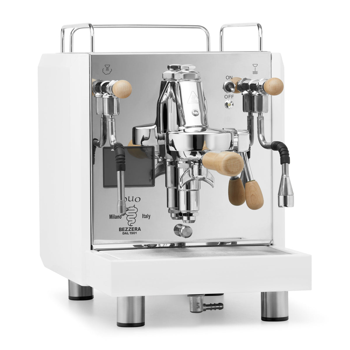 Bezzera DUO MN Espresso Machine – White / No Flow Control / Tiger Maple