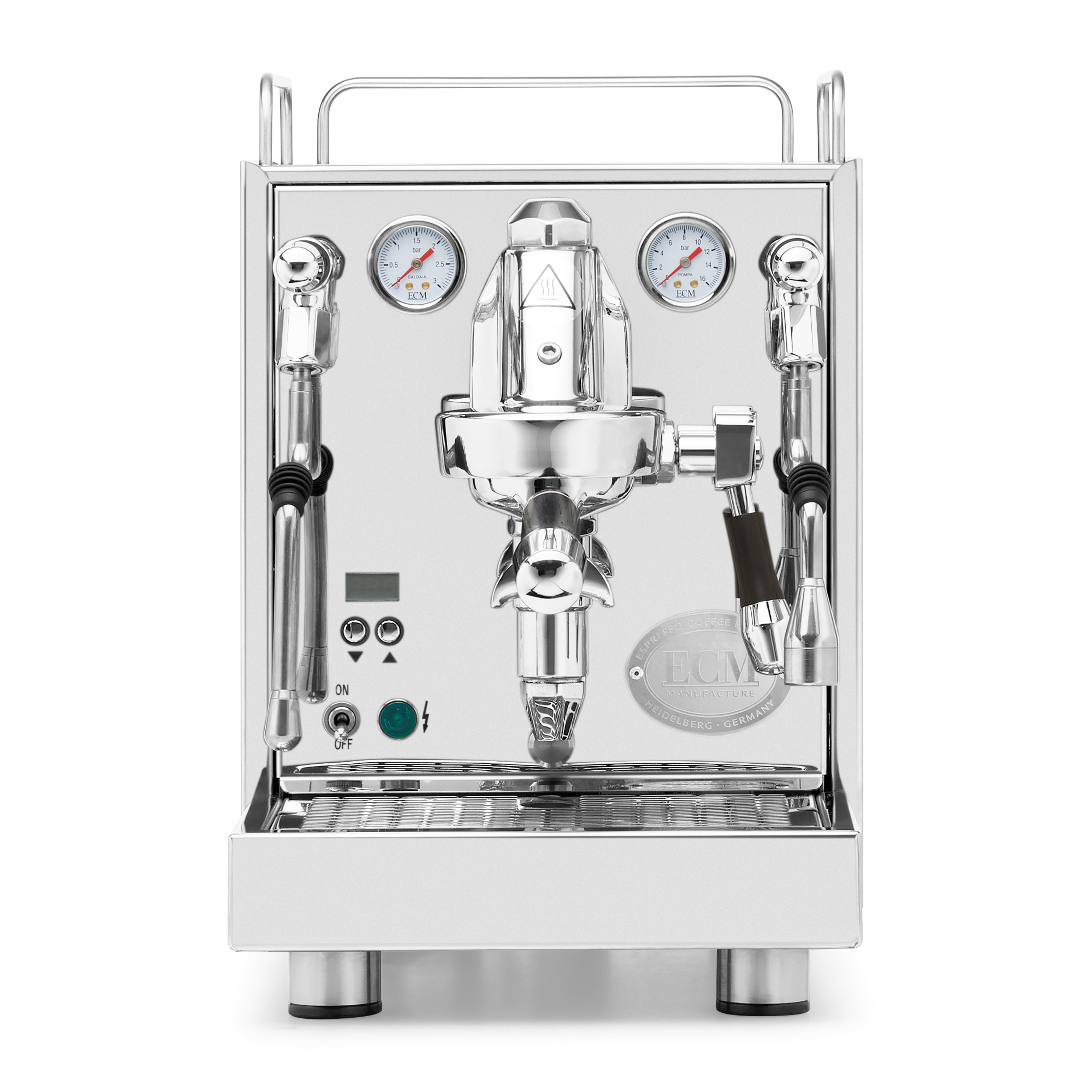 ECM Mechanika Max Espresso Machine – Stainless Steel / Blackened Oak / No Flow Control