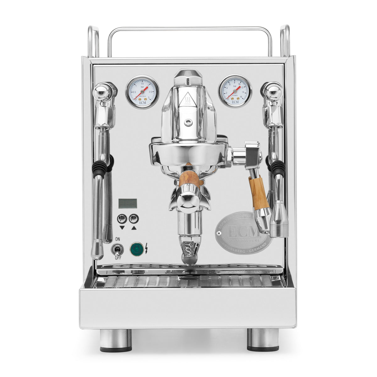 ECM Mechanika Max Espresso Machine – Stainless Steel / Olive Wood / No Flow Control