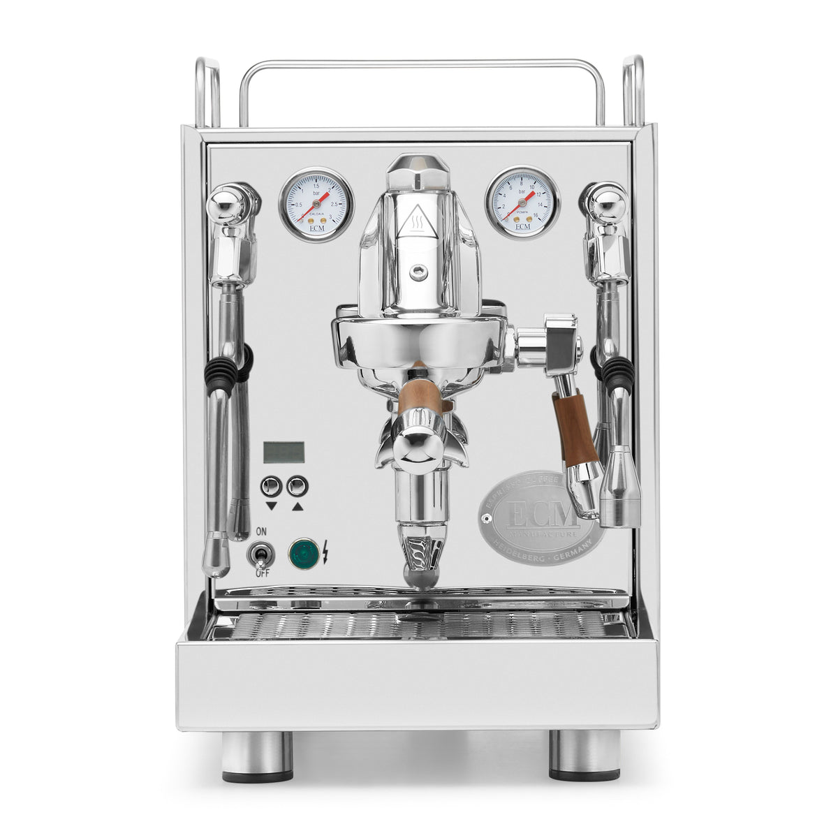 ECM Mechanika Max Espresso Machine – Stainless Steel / Walnut / No Flow Control