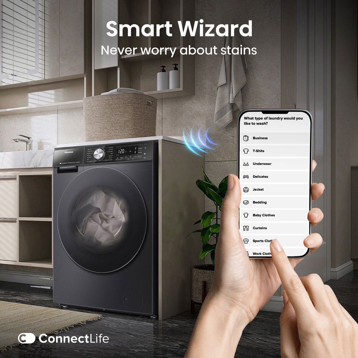 Hisense WD5S1045BB 10.5/6kg, Washer Dryer, D Rated in Black – image 8 of 8