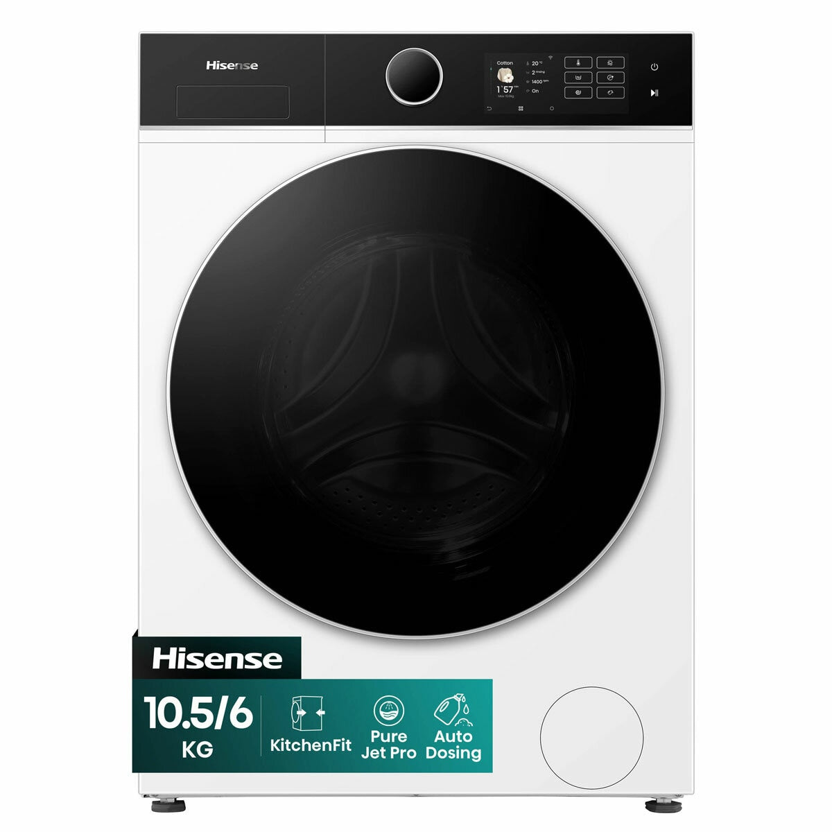 Hisense KitchenFit 5i Series WD5I1045BWQ, 10.5kg / 6kg Washer Dryer, D Rated in White – image 2 of 7