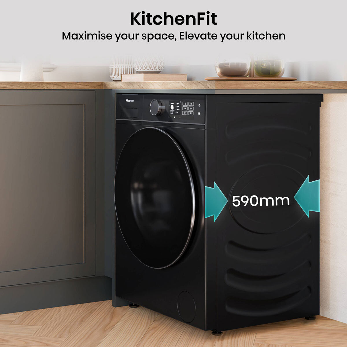 Hisense KitchenFit 5i Series WD5I1245BBR, 12kg/ 8kg Washer Dryer, D Rated in Black – image 8 of 8