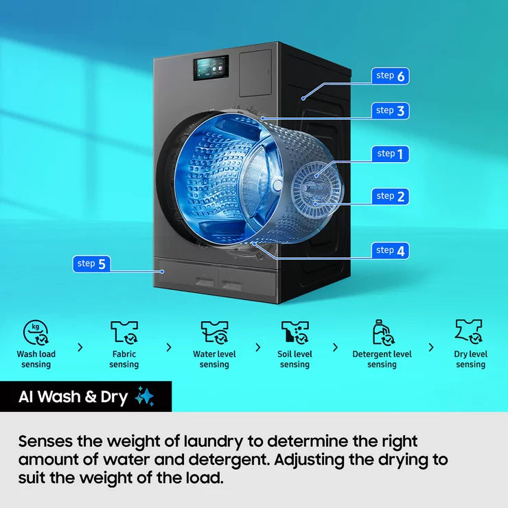 Samsung Series 9 Large Capacity WD18DB8995BZT1 18kg / 11kg Washer Dryer, A Rated in Dark Steel – image 7 of 8