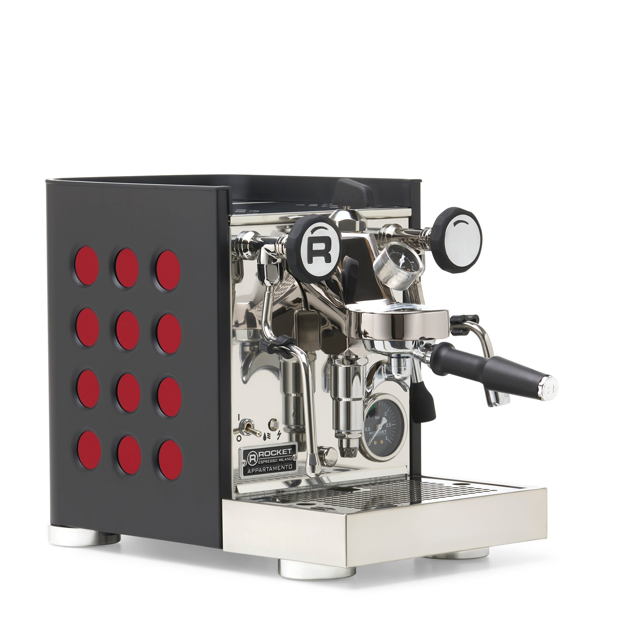 Rocket Espresso Appartamento TCA Espresso Machine - Black with Black Stripe – Ruby / No Accents / Flow Paddle