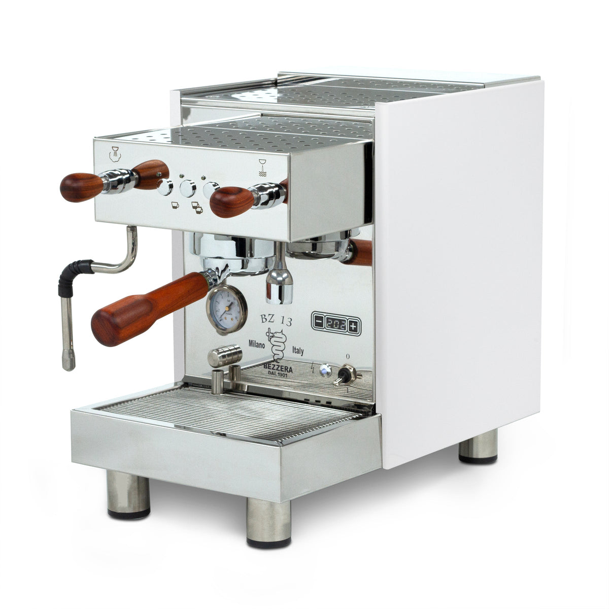 Bezzera BZ13 DE Espresso Machine - Special Edition – White / Rosewood