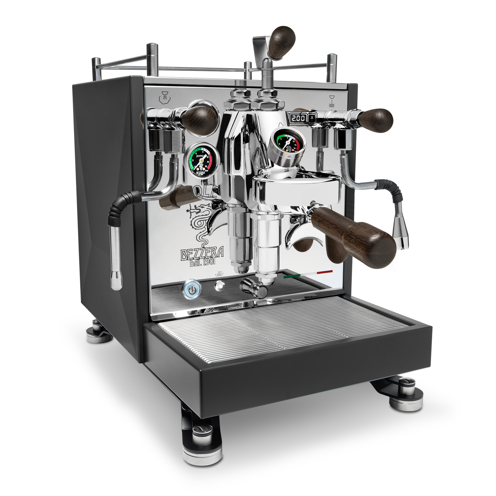 Bezzera Sole Espresso Machine – Matte Black / Blackened Oak / Flow Control