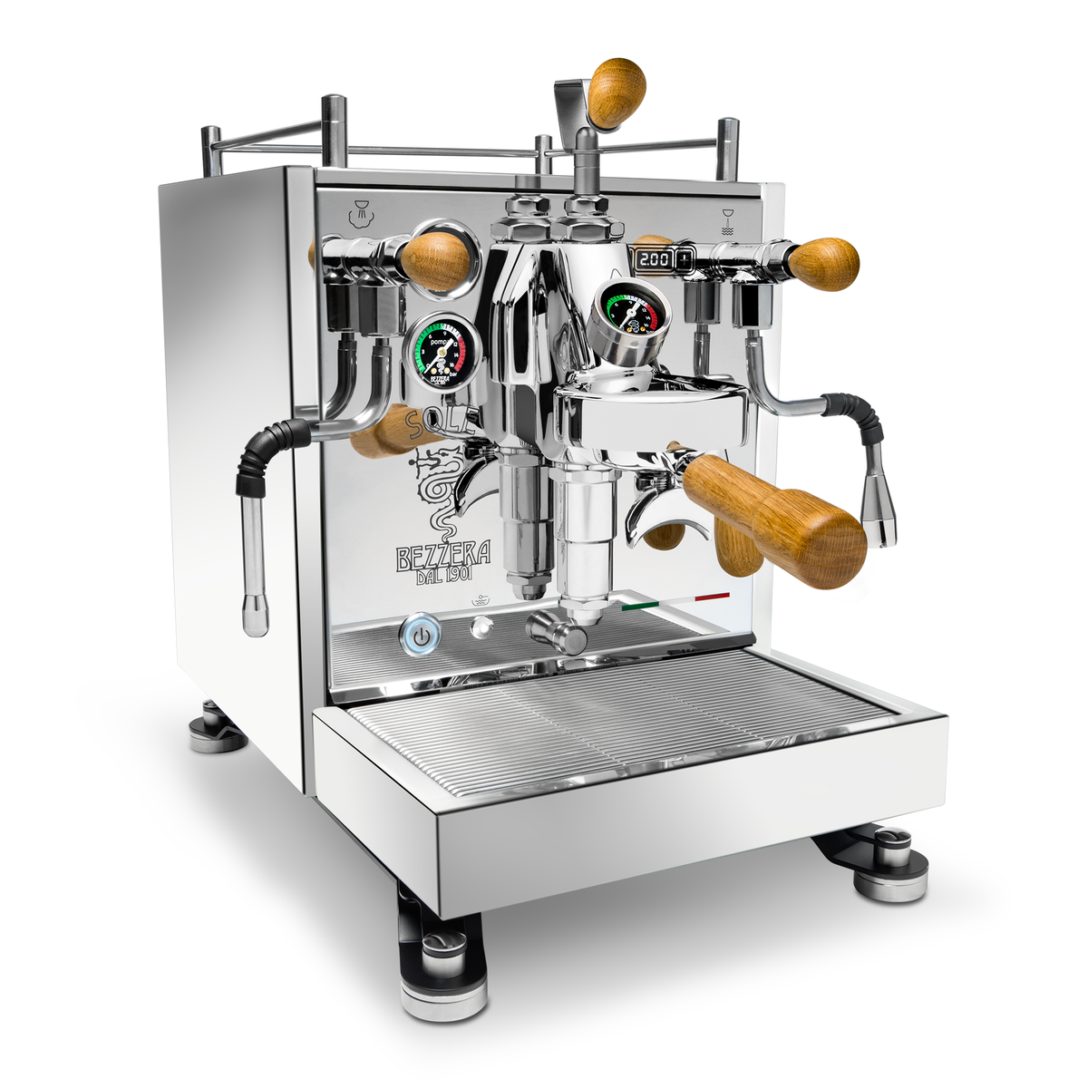 Bezzera Sole Espresso Machine – Stainless Steel / Oak / Flow Control