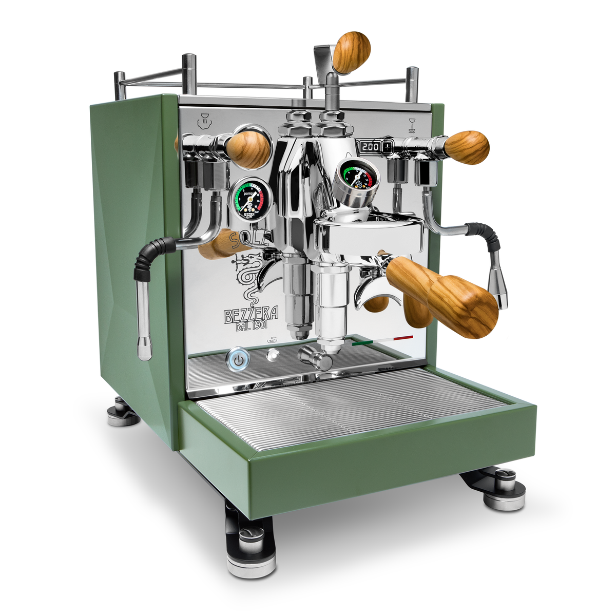 Bezzera Sole Espresso Machine – Matte Green / Olive Wood / Flow Control
