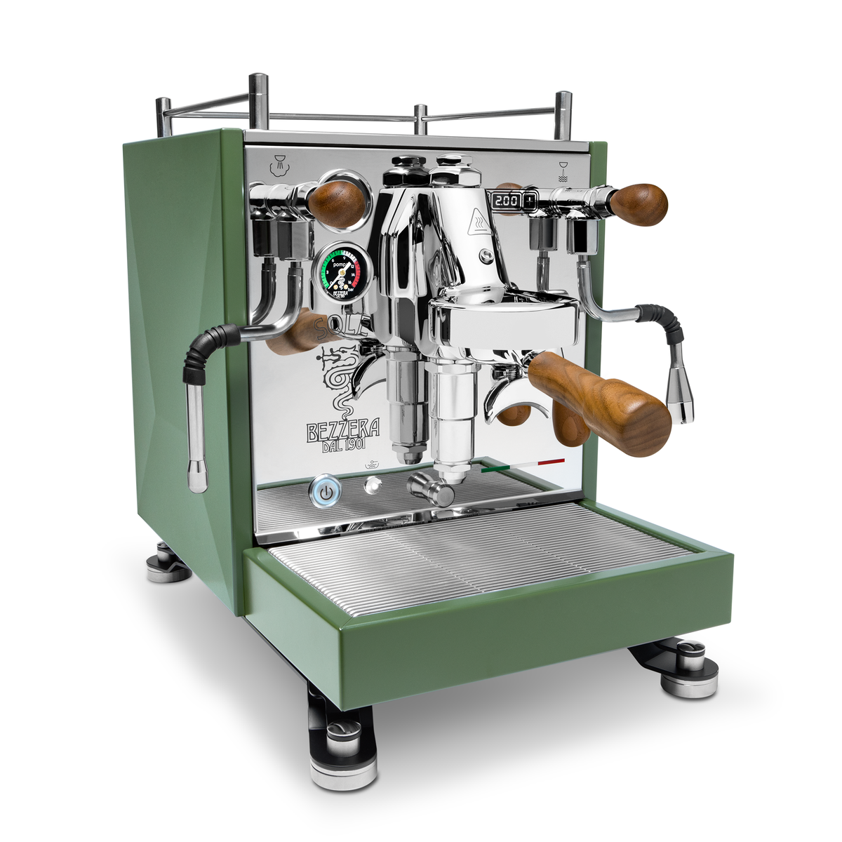 Bezzera Sole Espresso Machine – Matte Green / Walnut / No Flow Control