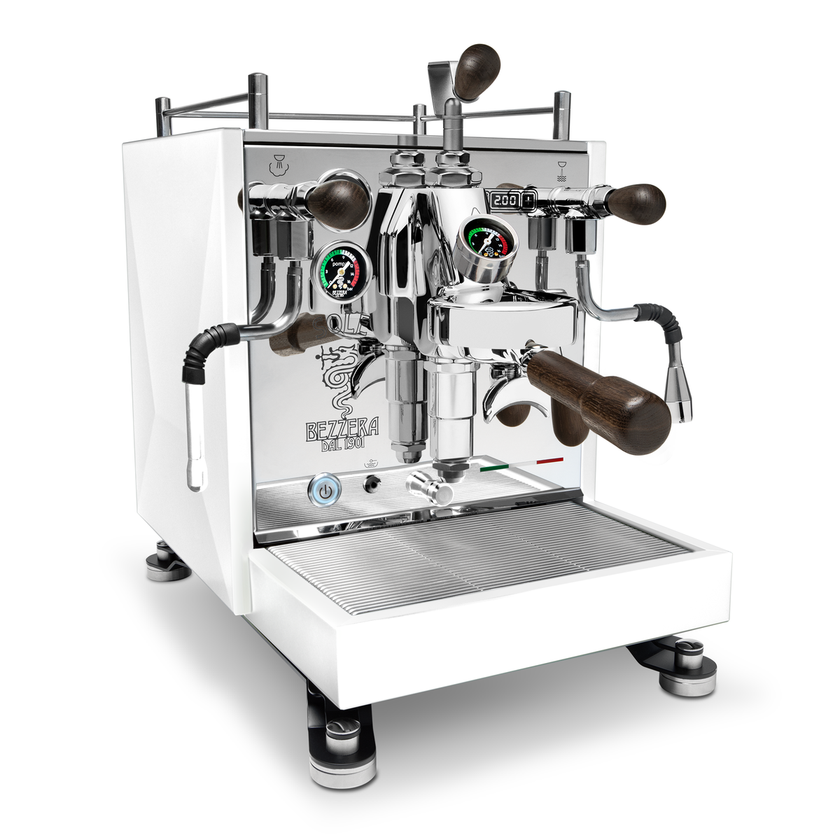 Bezzera Sole Espresso Machine – Matte White / Blackened Oak / Flow Control