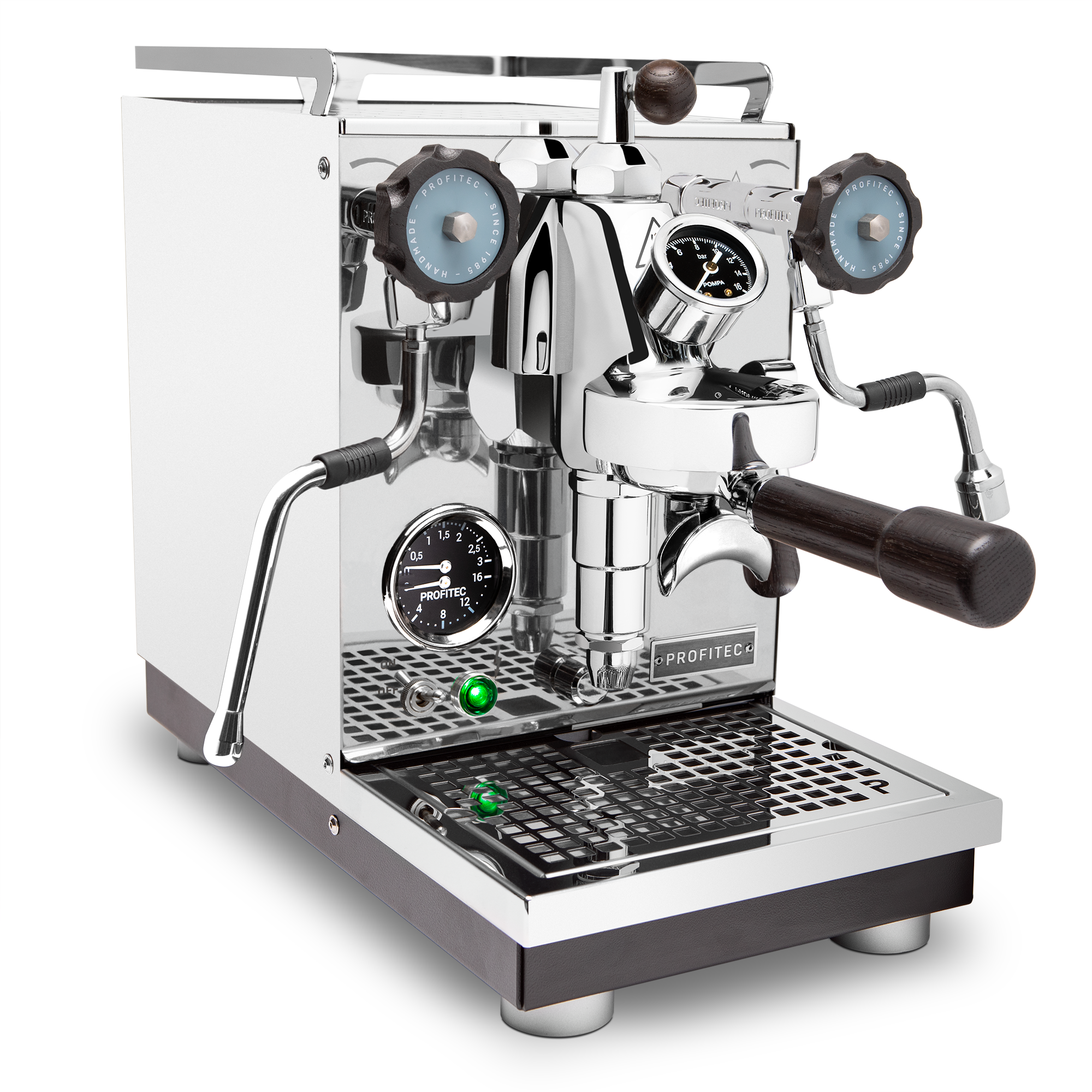 Profitec Pro 400 Espresso Machine – Stainless Steel / Blackened Oak / Flow Control