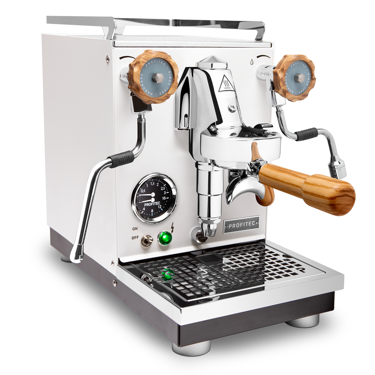 Profitec Pro 400 Espresso Machine – White / Olive Wood / No Flow Control