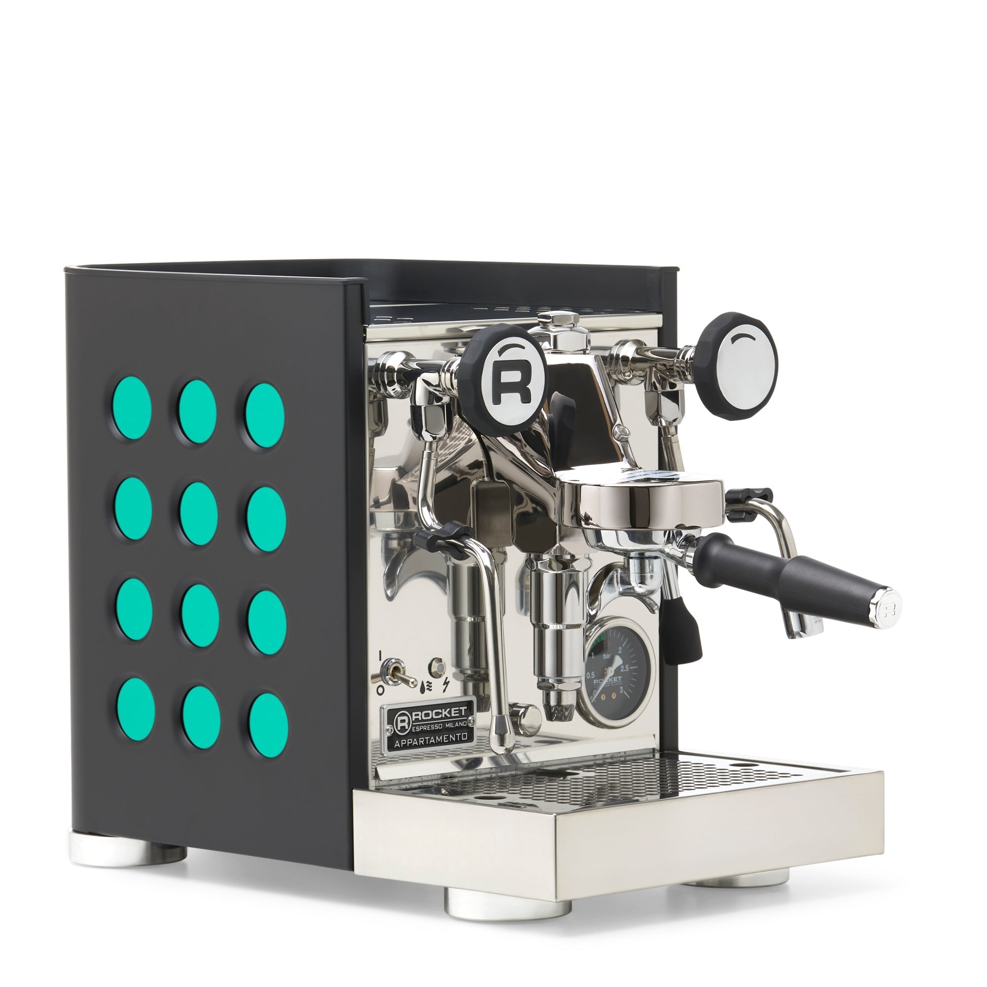 Rocket Espresso Appartamento TCA Espresso Machine - Black with Black Stripe – Emerald / No Accents / No Flow Control