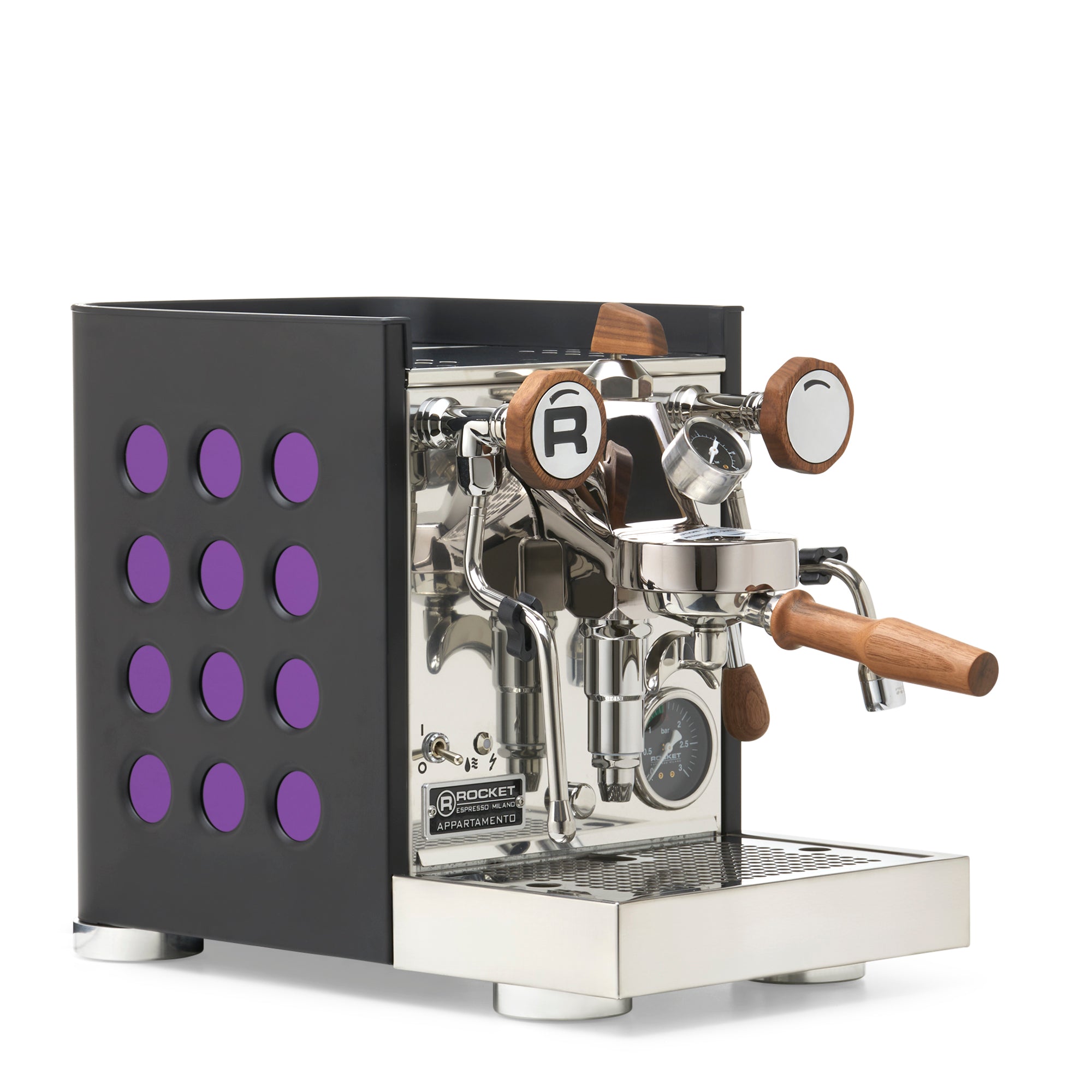 Rocket Espresso Appartamento TCA Espresso Machine - Black with Black Stripe – Amethyst / Walnut / Flow Paddle